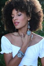 Long Dry Creek White Turquoise Dangle Earrings