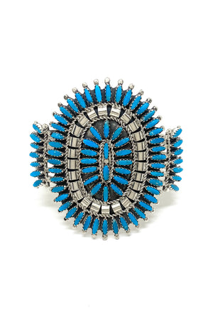Nez Petit Point Cluster Turquoise Cuff Bracelet