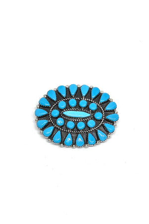 Navajo Blue Turquoise Sterling Silver Cluster Pendant